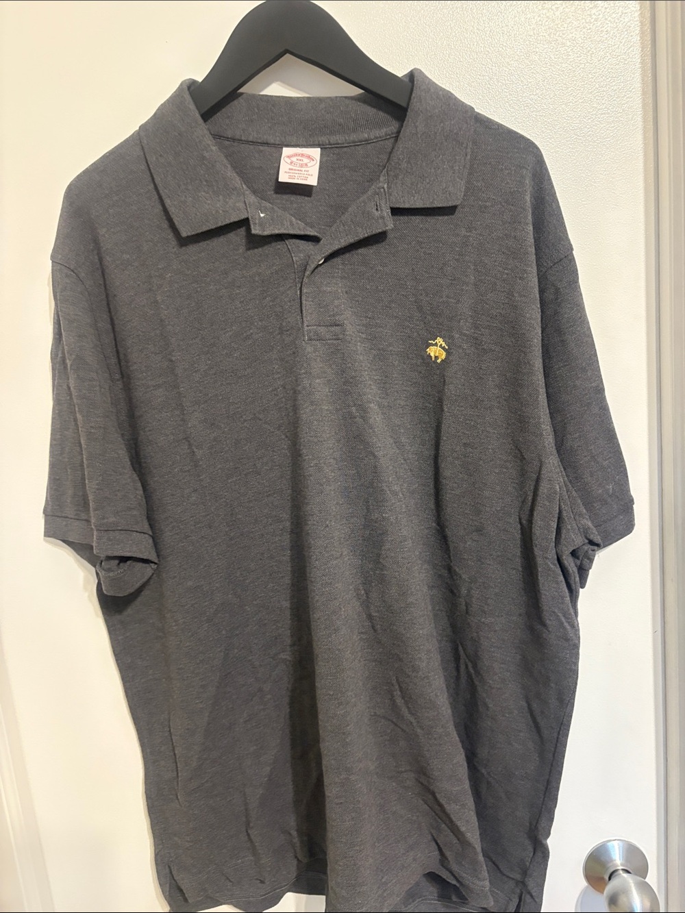 Brooks Brothers Gray Polo with Yellow Embroidered Crest